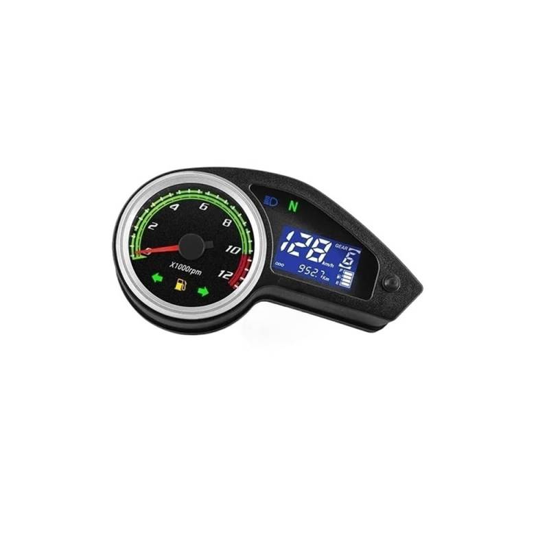 DUSHUO Kilometerzähler Motorrad 12V Universal Motorrad Tachometer Tachometer LCD Digital Instrument Kilometerzähler Moto Dashboard Für Brasilien Für CG Für GY200 Für Enduro 250(Without Sensor) von DUSHUO