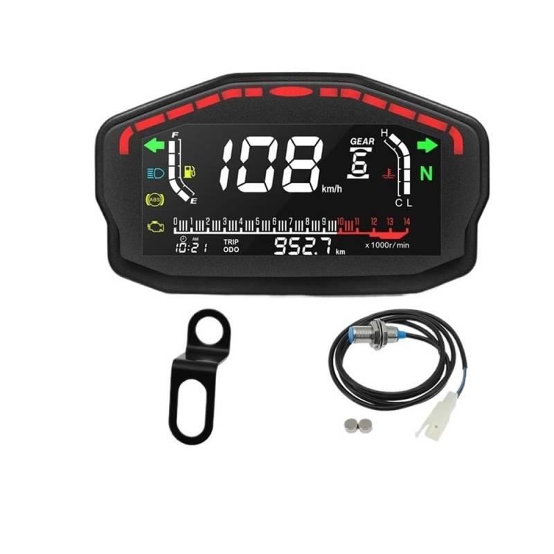 DUSHUO Kilometerzähler Motorrad 2,4 Zylinr Universal Tachometer Motorrad Digital Kilometerzähler Tachometer RPM Display Für(Meter Sensor Bracket) von DUSHUO