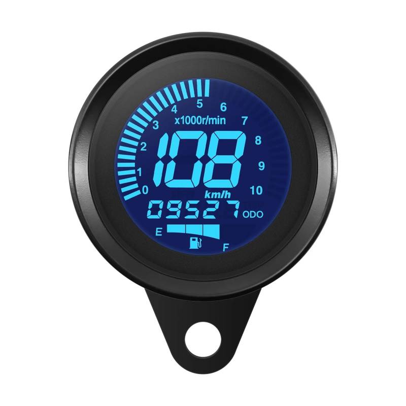DUSHUO Kilometerzähler Motorrad 7-Farben-Hintergrundbeleuchtung Universal 12V Motorrad-Tachometer Kilometerzähler Geschwindigkeit KMH MPH Ölstandsanzeige Tacho-Drehzahlmesser von DUSHUO