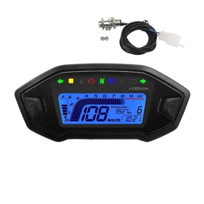 DUSHUO Kilometerzähler Motorrad AD Motorrad Instrument + Sensor Tachometer 10000 RPM Meter Dashboard Kilometerzähler KMH Tachometer Für von DUSHUO