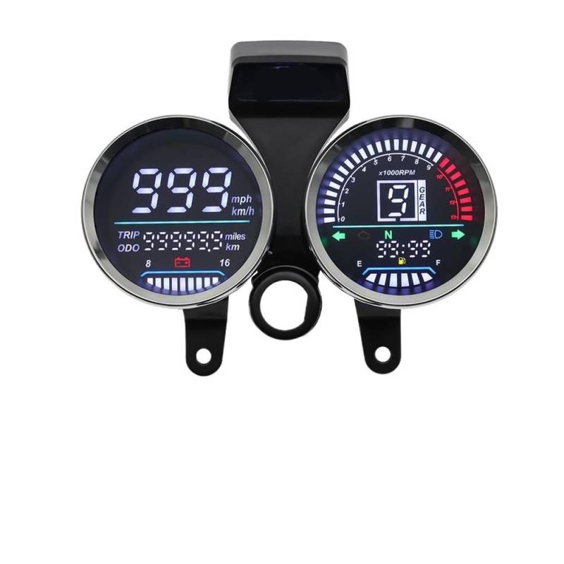 DUSHUO Kilometerzähler Motorrad Digitale Geschwindigkeit Tachometer Montage LCD-Computer-geschwindigkeitsmesser-grüne Gauge Getriebe Anzeige Meter Instrument Für GN 125 von DUSHUO