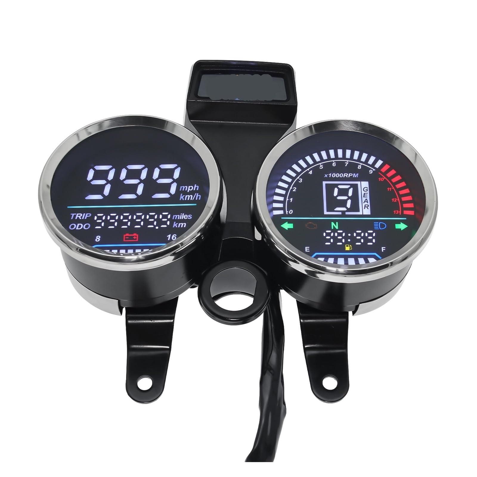 DUSHUO Kilometerzähler Motorrad Digitale Meter Montage Motorrad LCD-Computer-geschwindigkeitsmesser-grüne Kraftstoff Meter Voltmeter Digital Tacho Für Gn 125 von DUSHUO