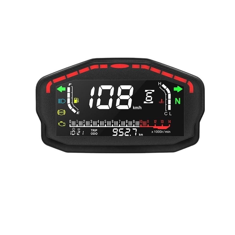 DUSHUO Kilometerzähler Motorrad Motorrad Digital Dash Panel Universal LCD-Computer-geschwindigkeitsmesser-grüne 2 4 Zylinder Für(Only Meter) von DUSHUO