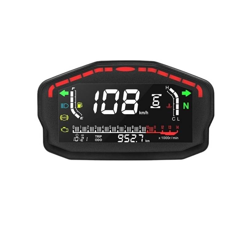 DUSHUO Kilometerzähler Motorrad Motorrad Digital Dash Panel Universal LCD-Computer-geschwindigkeitsmesser-grüne 2 4 Zylinder Für(Only Meter) von DUSHUO