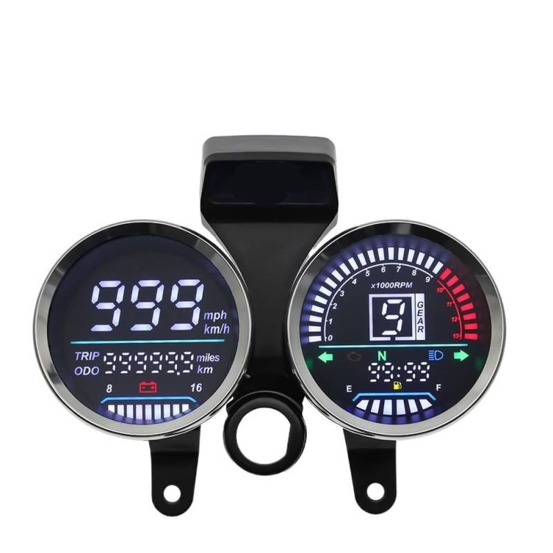 DUSHUO Kilometerzähler Motorrad Motorrad Geschwindigkeit Tachometer Digital Meter LCD-Computer-geschwindigkeitsmesser-grüne Gauge Getriebe Anzeige Instrument Für GN 125 von DUSHUO