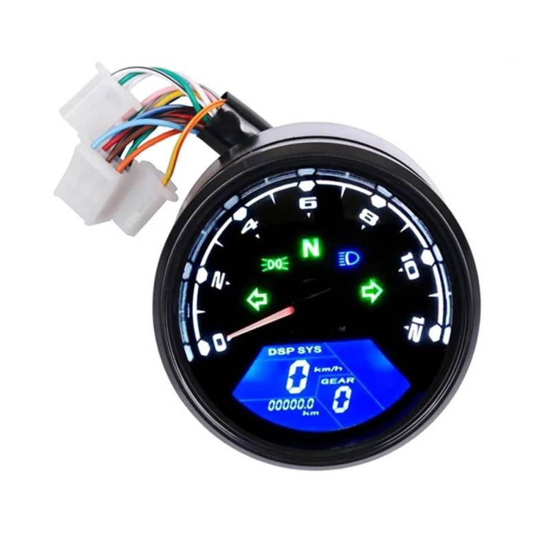 DUSHUO Kilometerzähler Motorrad Motorrad-Geschwindigkeitsmesser Universal Digital Instrument Panel Tachometer 12000RMP LCD-Anzeige Zifferblatt Odomet von DUSHUO