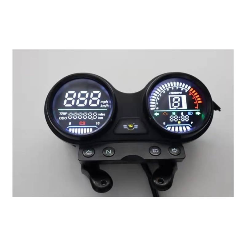 DUSHUO Kilometerzähler Motorrad Motorrad LCD-Computer-geschwindigkeitsmesser-grüne Digitale RPM USB Handy Lade Moto Gauge Dash Instrument Mit Halterung Für Ybr125 2023 von DUSHUO