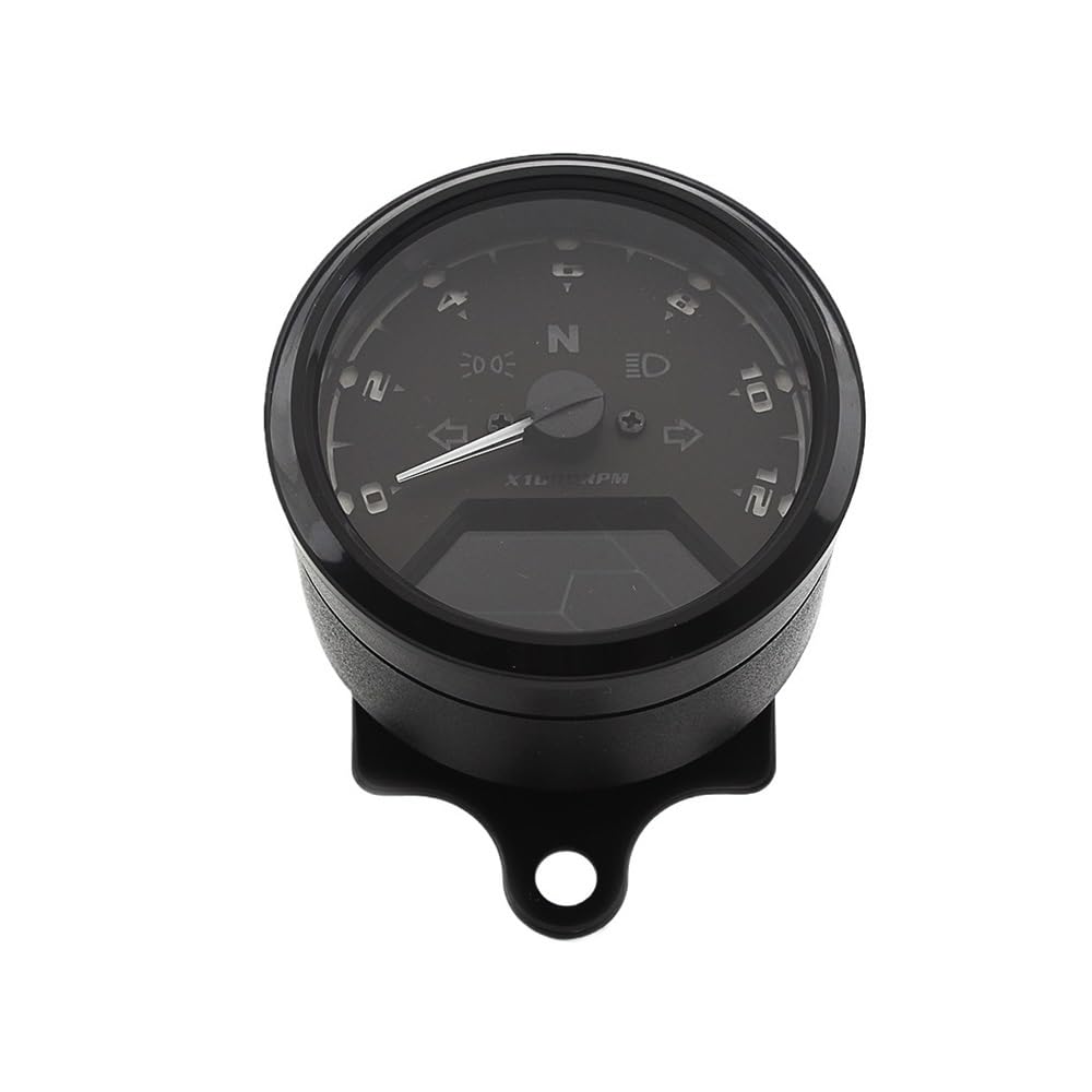 DUSHUO Kilometerzähler Motorrad Motorrad LCD-Computer-geschwindigkeitsmesser-grüne Techometer Gauge Dual Speed ​​LCD Digital Multi-Funktion Für Cafe Racer Für 2-4 Zylinder(No Bracket) von DUSHUO