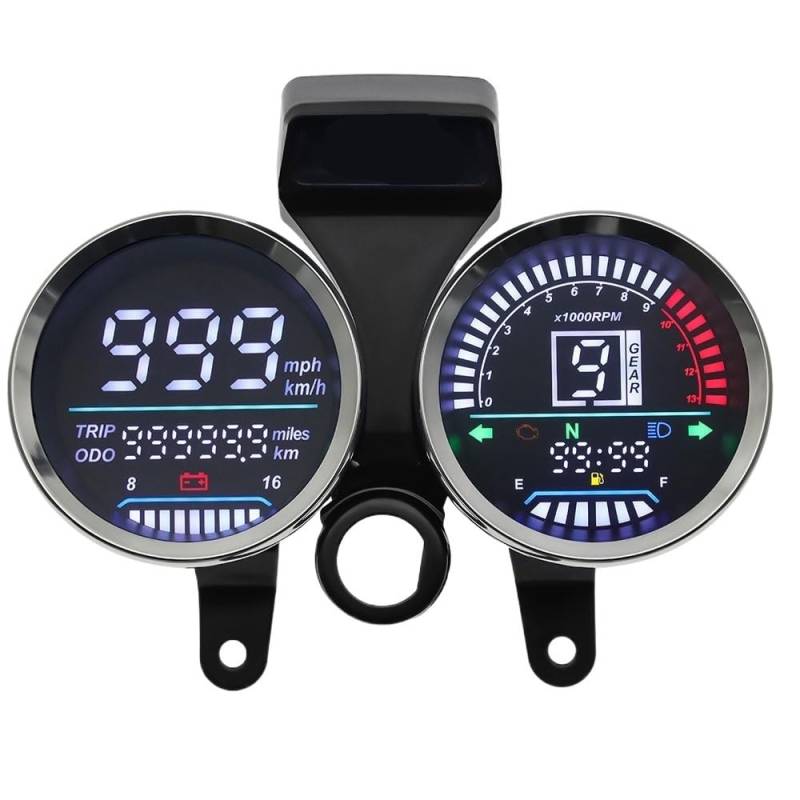 DUSHUO Kilometerzähler Motorrad Motorrad Tachometer MPH Km/h Digitale Meter Montage LCD-Computer-geschwindigkeitsmesser-grüne Gauge Getriebe Instrument Für GN 125 von DUSHUO