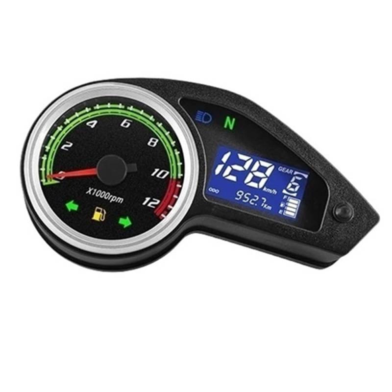 DUSHUO Kilometerzähler Motorrad Motorrad Tachometer Tachometer LCD Digital Instrument Kilometerzähler Moto Dashboard Für 12V Motorrad Universal(Without Sensor) von DUSHUO