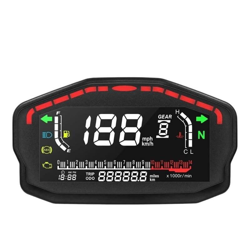 DUSHUO Kilometerzähler Motorrad Universal Digital Motorrad LCD Tachometer Außenbord Km/h Motor Tachometer Temperatur Meter Für 2,4 Zylinder(Gauge Without Sensor) von DUSHUO