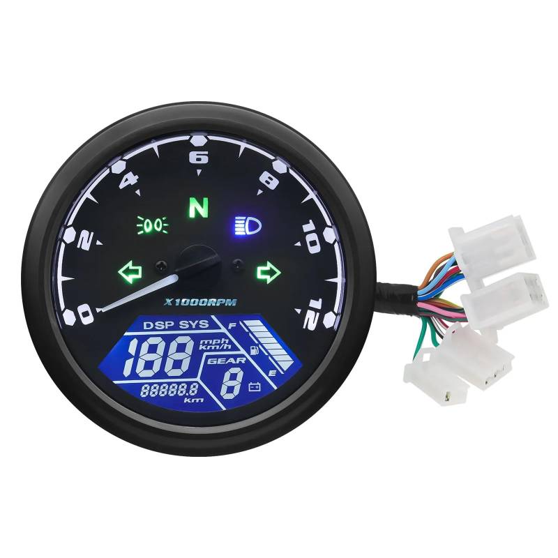 DUSHUO Kilometerzähler Motorrad Universal Digital Motorrad Panel Moto Dashboard 12000RPM Kmh/mph LCD Digital Panel Tachometer Tachometer Motorrad Liefert(No Sensor) von DUSHUO