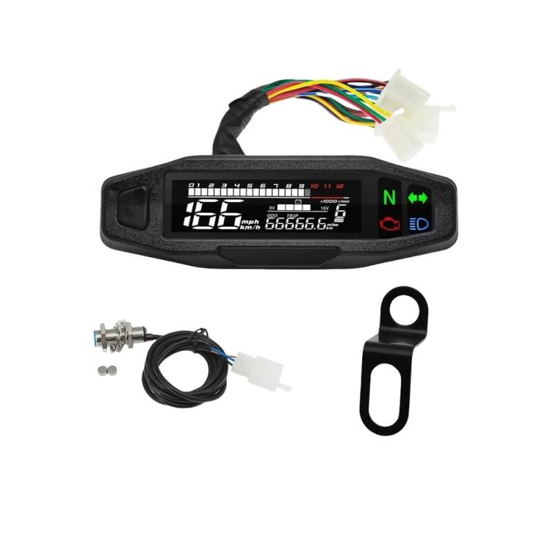 DUSHUO Kilometerzähler Motorrad Universal Digital Motorrad Tachometer Moto Meter Digitaler Tachometer Kilometerzähler Instrument Sensor Speed ​​Gauge Tacho RPM Meter(with Z Bracket) von DUSHUO