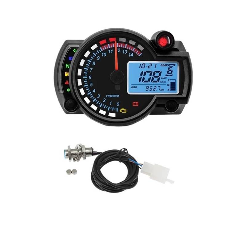 DUSHUO Kilometerzähler Motorrad Universal LCD Digital Motorrad Kilometerzähler Instrument Auto-Dashboard Für NXR150 Für NXR125 12V(with Sensor A) von DUSHUO