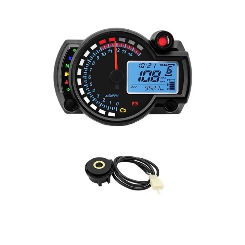 DUSHUO Kilometerzähler Motorrad Universal LCD Digital Motorrad Kilometerzähler Instrument Auto-Dashboard Für NXR150 Für NXR125 12V(with Sensor B) von DUSHUO