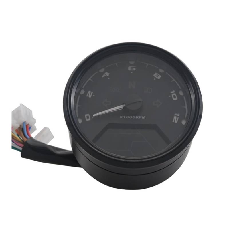 DUSHUO Kilometerzähler Motorrad Universal LCD Digital Motorrad Tachometer Tachometer Kilometerzähler Gauge Multi-Funktion Für Cafe Racer Für 2-4 Zylinder von DUSHUO