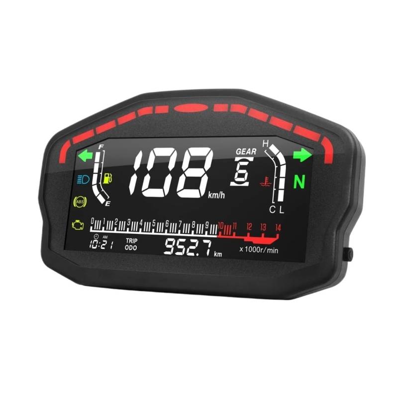 DUSHUO Kilometerzähler Motorrad Universal Motorrad Tacho Digital Kilometerzähler Hintergrundbeleuchtung Dashboard Für 24 Zylinder(No Sensor) von DUSHUO