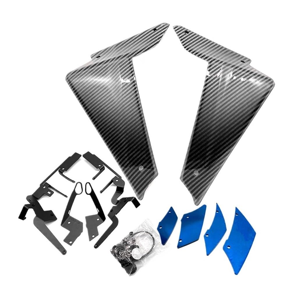 DUSHUO Spoiler Flügel Motorrad Front Aerodynamik Seite Spoiler Feste Winglet Verkleidung Flügel Abdeckung Für MT-09 Für MT09 SP Für MT 09 2021-2023(Carbon Look-Blue) von DUSHUO