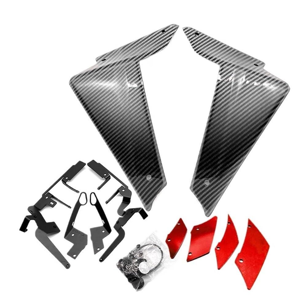 DUSHUO Spoiler Flügel Motorrad Front Aerodynamik Seite Spoiler Feste Winglet Verkleidung Flügel Abdeckung Für MT-09 Für MT09 SP Für MT 09 2021-2023(Carbon Look-Red) von DUSHUO