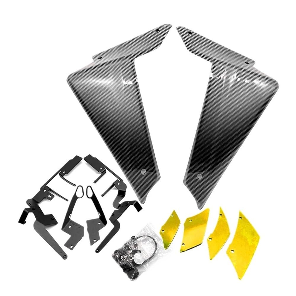 DUSHUO Spoiler Flügel Motorrad Front Aerodynamik Seite Spoiler Feste Winglet Verkleidung Flügel Abdeckung Für MT-09 Für MT09 SP Für MT 09 2021-2023(Carbon Look-Yellow) von DUSHUO