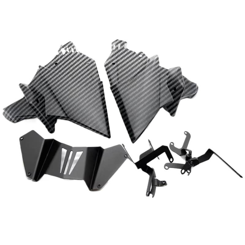 DWBXRRQS Aerodynamische Winglets Kompatibel Mit Yamaha Für FZ09 Für MT-09 2021 2022 2023 2024 Bauch Für Pan Lower Engine Spoiler Fairing Guards Cover Motorrad Bellypan(Carbon Fiber Look) von DWBXRRQS