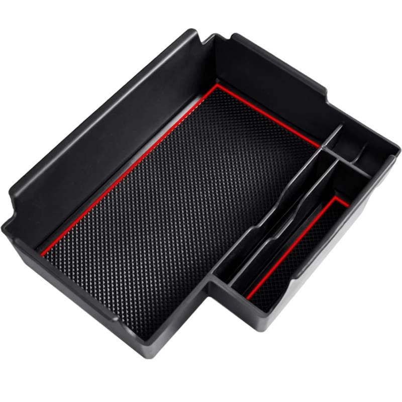 DWBXRRQS Armlehnen Organizer Tray Kompatibel Mit Ford Für Explorer 2020 2021 2022 2023 Aufbewahrungsbox Für Die Mittelarmlehne des Autos Sekundärspeicher Center Console Organizer Kompatibel(Red) von DWBXRRQS