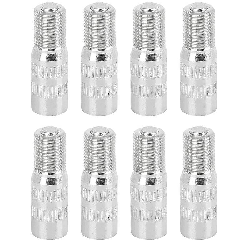 DWEEKIY Gerade Verlängerung Silber – 8 Stück Ventilverlängerungen aus Messing zum Aufschrauben auf das Ventil – einfaches Aufschrauben des Adapters auf das Ventil – Länge 26,5 mm von DWEEKIY