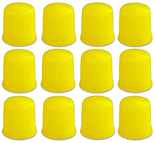 Ventilkappen für Autoventile, Fahrradventile usw. – gelb Kunststoff für PKW/NFZ/Fahrrad und Hobby – Staubschutzkappen universell mit Normgewinde – 12 Stück von DWEEKIY
