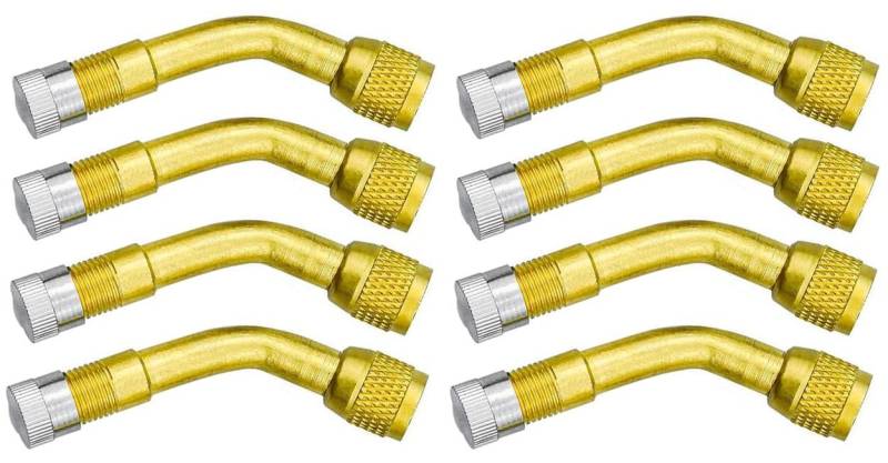 Winkel Ventil Verlängerung 135° – 8 Stück Ventilverlängerungen aus Messing zum Aufschrauben auf das Ventil – Gewinkelt 135 Grad – einfaches Aufschrauben des Adapters auf das Ventil von DWEEKIY