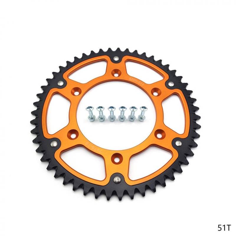 520 Kettenradfahrrad und Bremsscheiben -Trommelplatte kompatibel mit EXC -Gasgas -Motorradzubehör 51T 52T(51T Sprocket) von DWOGCEBX