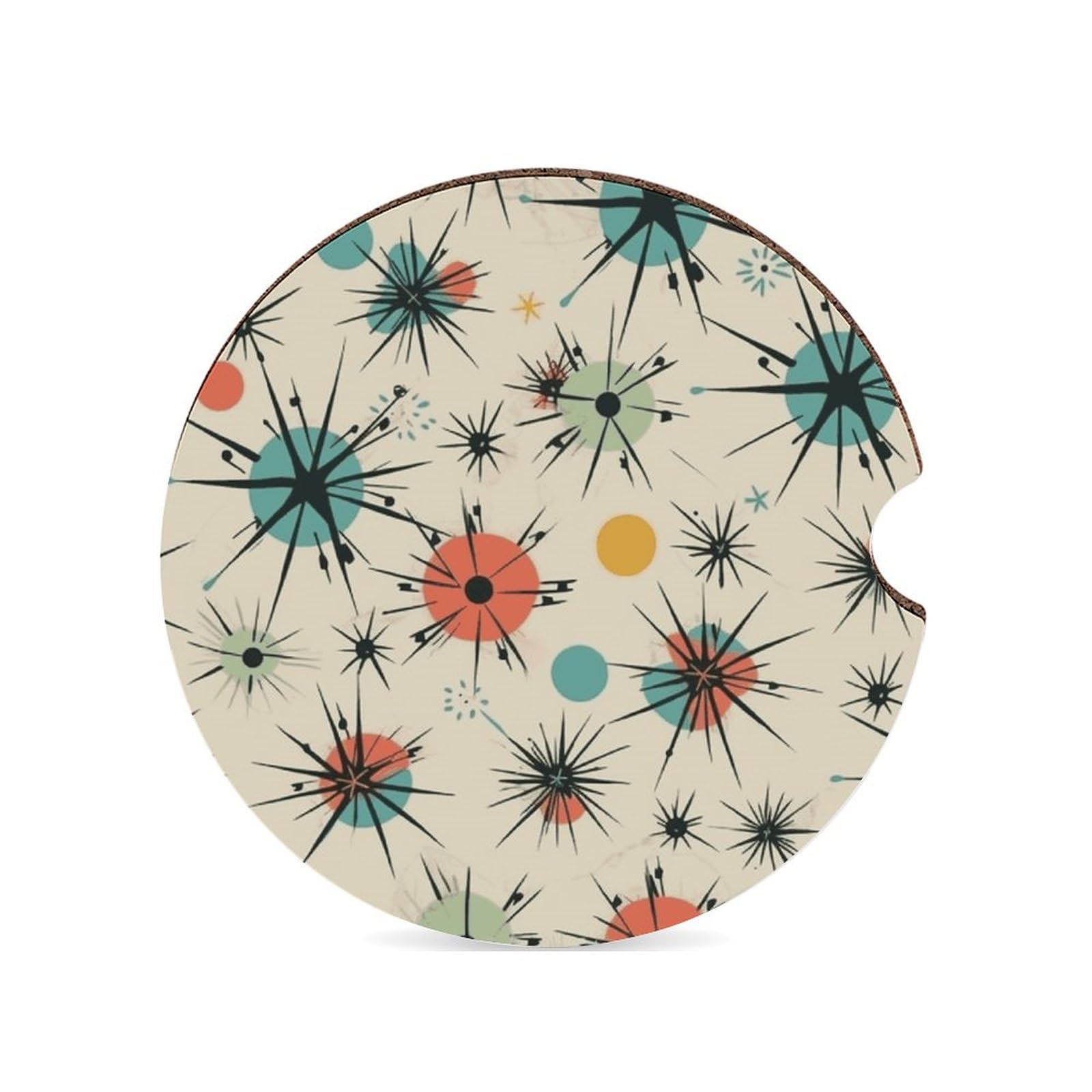 Atomic Stars Auto-Untersetzer, Retro-Muster, 6,6 cm, 1 Stück, rutschfest, universal, Getränkehalter, Untersetzer, Auto-Innenzubehör, Set, Unisex Atomic Stars Auto-Untersetzer, Retro-Muster, 6,6 cm, 1 Stück, rutschfest, universal, Getränkehalter, Untersetzer, Auto-Innenzubehör, Set, Unisex von DWTJKMS