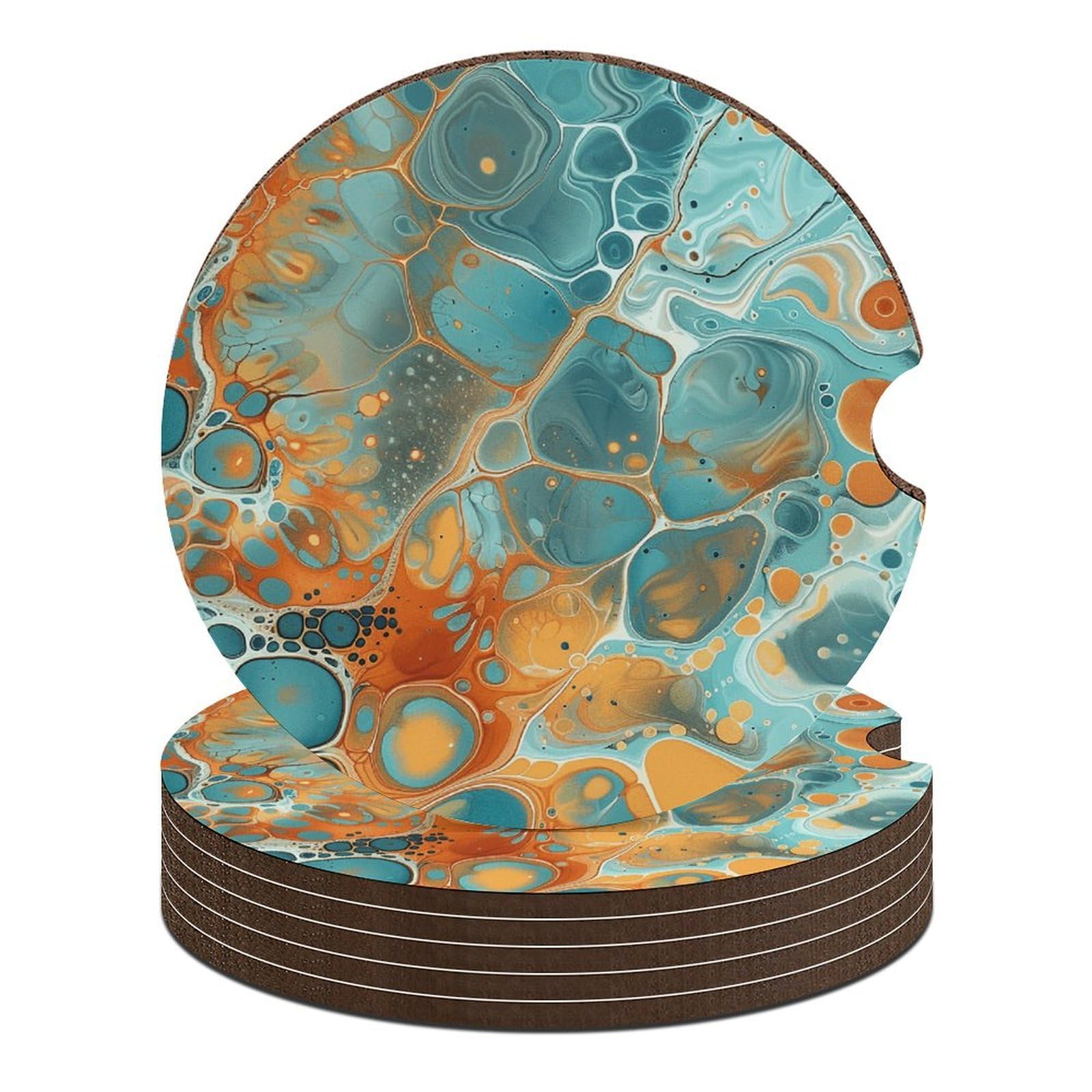 Auto-Untersetzer, 6,6 cm, 6 Stück, rutschfest, universal, Getränkehalter, Untersetzer, Auto-Innenzubehör, Unisex, Orange und Türkis Auto-Untersetzer, 6,6 cm, 6 Stück, rutschfest, universal, Getränkehalter, Untersetzer, Auto-Innenzubehör, Unisex, Orange und Türkis von DWTJKMS
