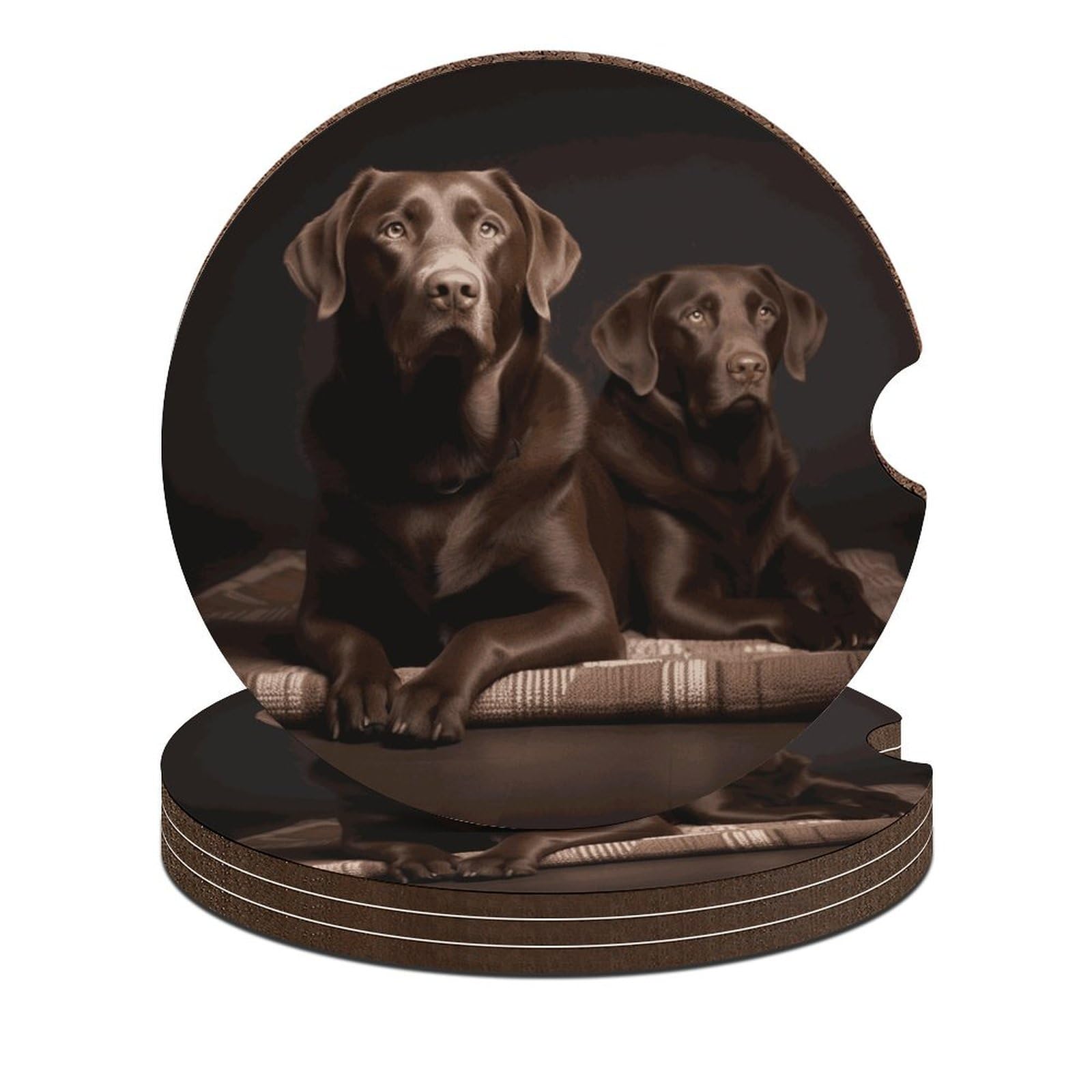 Auto-Untersetzer, Braun, Labrador Retriever, 6,6 cm, rutschfest, universal, Getränkehalter, Untersetzer, Auto-Innenzubehör, Set, Unisex, 4 Stück Auto-Untersetzer, Braun, Labrador Retriever, 6,6 cm, rutschfest, universal, Getränkehalter, Untersetzer, Auto-Innenzubehör, Set, Unisex, 4 Stück von DWTJKMS