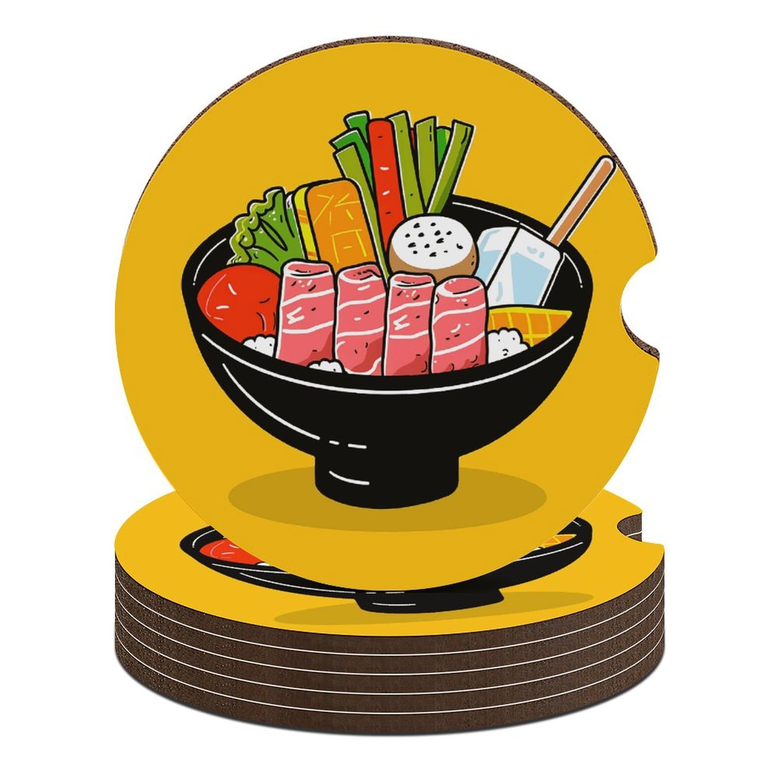 Auto-Untersetzer, Cartoon-Hotpot-Motiv, 6,6 cm, rutschfest, universal, Getränkehalter, Untersetzer, Auto-Innenzubehör, Set, Unisex Auto-Untersetzer, Cartoon-Hotpot-Motiv, 6,6 cm, rutschfest, universal, Getränkehalter, Untersetzer, Auto-Innenzubehör, Set, Unisex von DWTJKMS