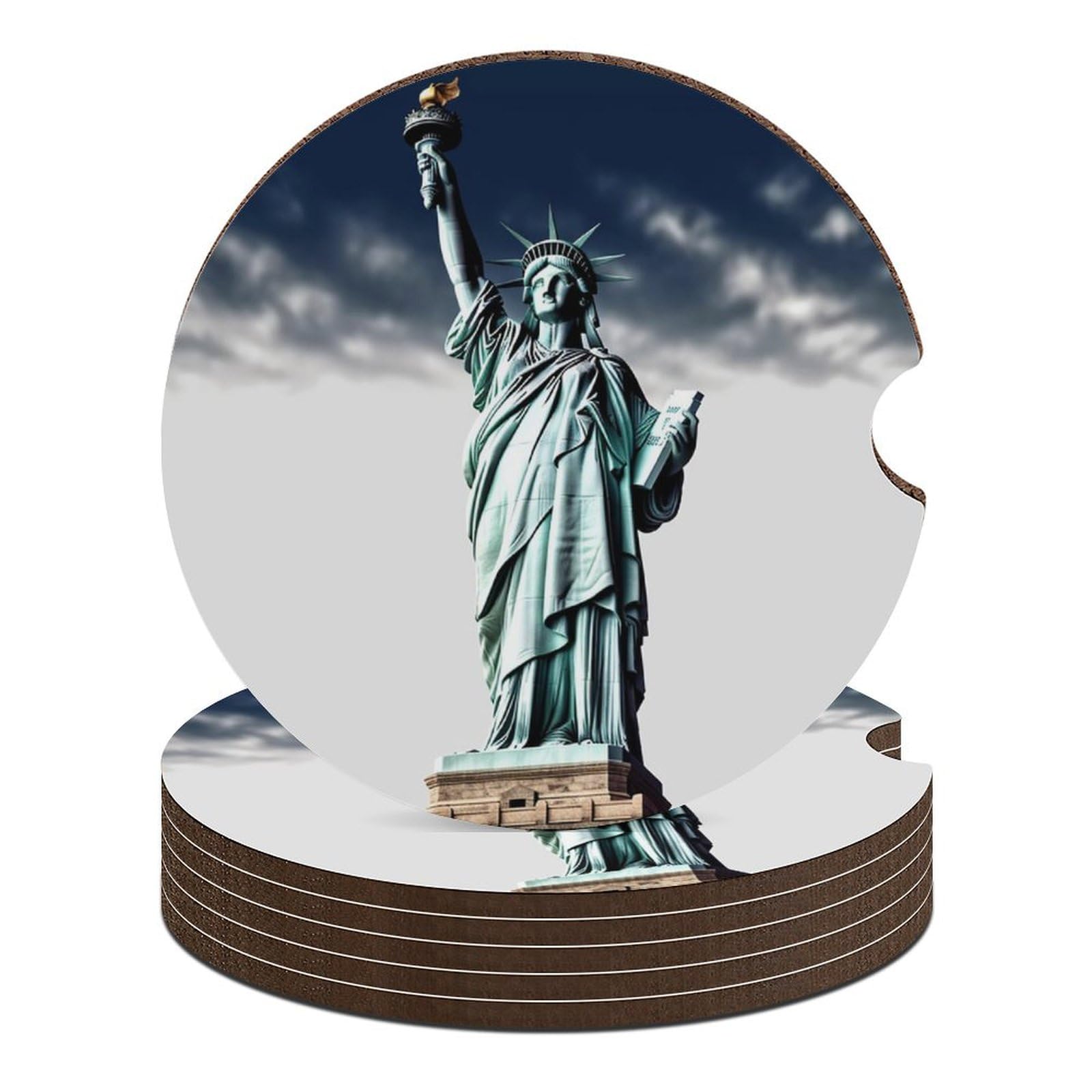 Auto-Untersetzer, Freiheitsstatue, 6,6 cm, rutschfest, universal, Getränkehalter, Untersetzer, Auto-Innenzubehör, Set, Unisex, 6 Stück Auto-Untersetzer, Freiheitsstatue, 6,6 cm, rutschfest, universal, Getränkehalter, Untersetzer, Auto-Innenzubehör, Set, Unisex, 6 Stück von DWTJKMS