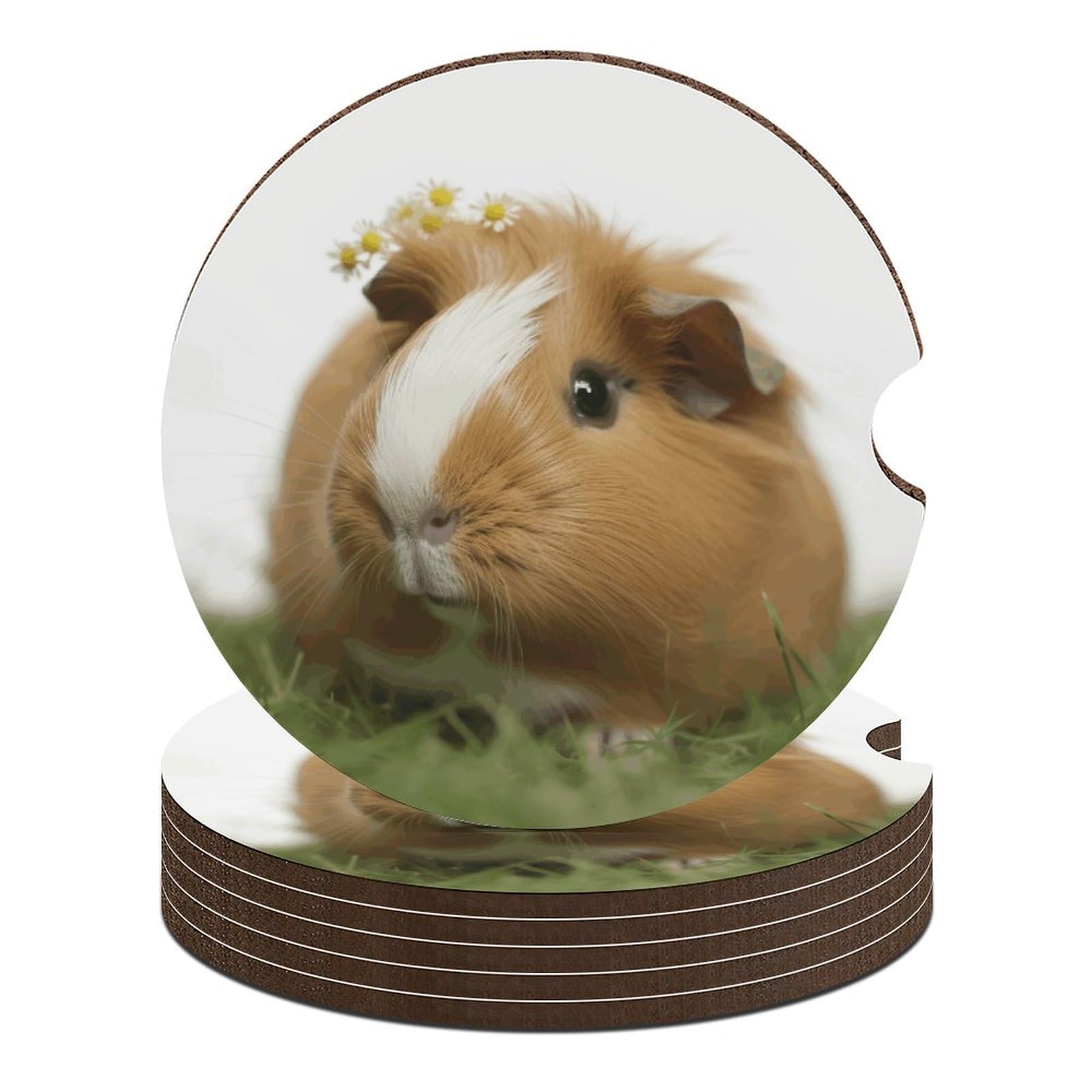 Auto-Untersetzer, Meerschweinchen, 6,6 cm, 6 Stück, rutschfest, universal, Getränkehalter, Untersetzer, Auto-Innenzubehör, Set, Unisex Auto-Untersetzer, Meerschweinchen, 6,6 cm, 6 Stück, rutschfest, universal, Getränkehalter, Untersetzer, Auto-Innenzubehör, Set, Unisex von DWTJKMS