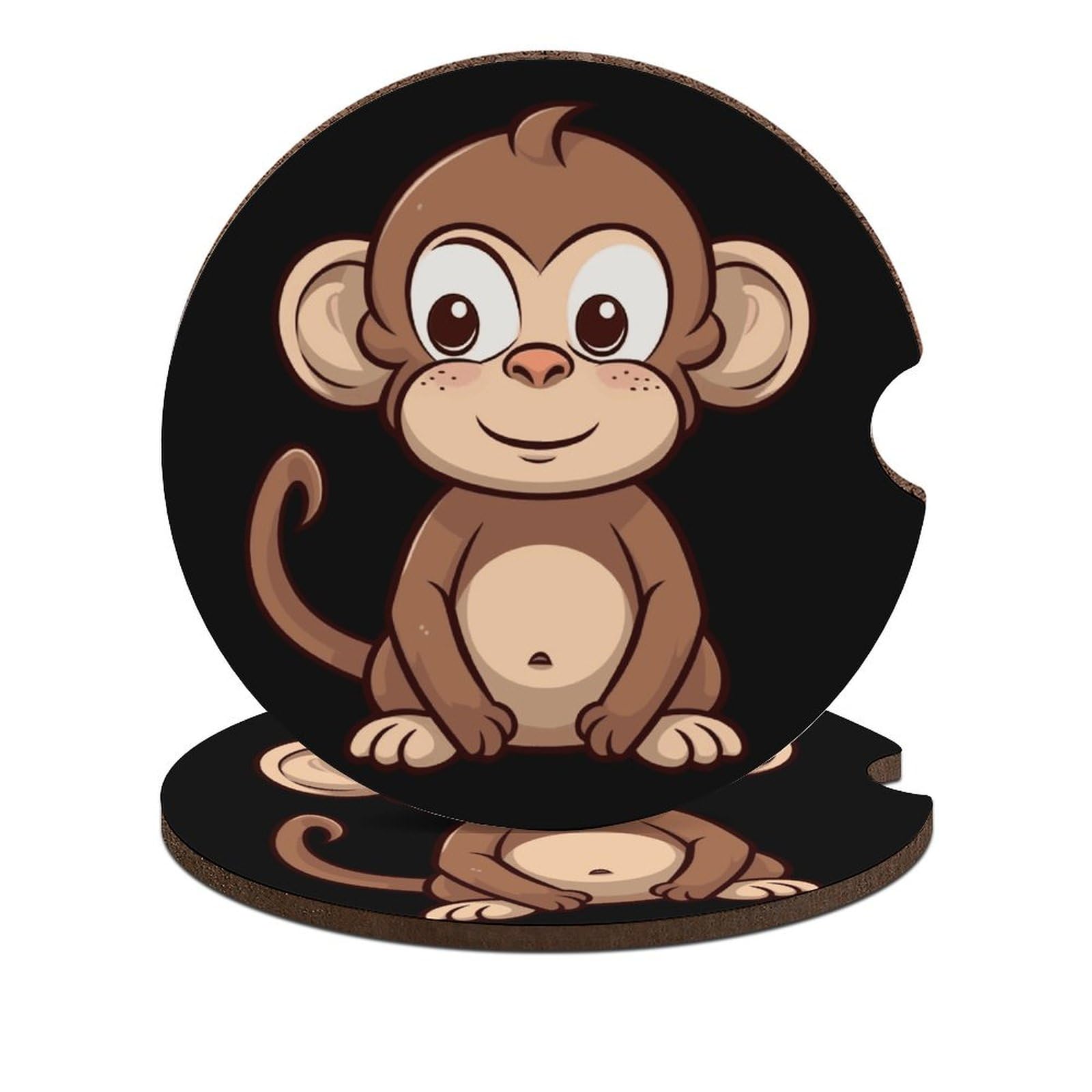 Auto-Untersetzer, Motiv: Cartoon-Affe, 6,6 cm, rutschfest, universal, Getränkehalter, Untersetzer, Auto-Innenzubehör-Set, Unisex, 2 Stück Auto-Untersetzer, Motiv: Cartoon-Affe, 6,6 cm, rutschfest, universal, Getränkehalter, Untersetzer, Auto-Innenzubehör-Set, Unisex, 2 Stück von DWTJKMS