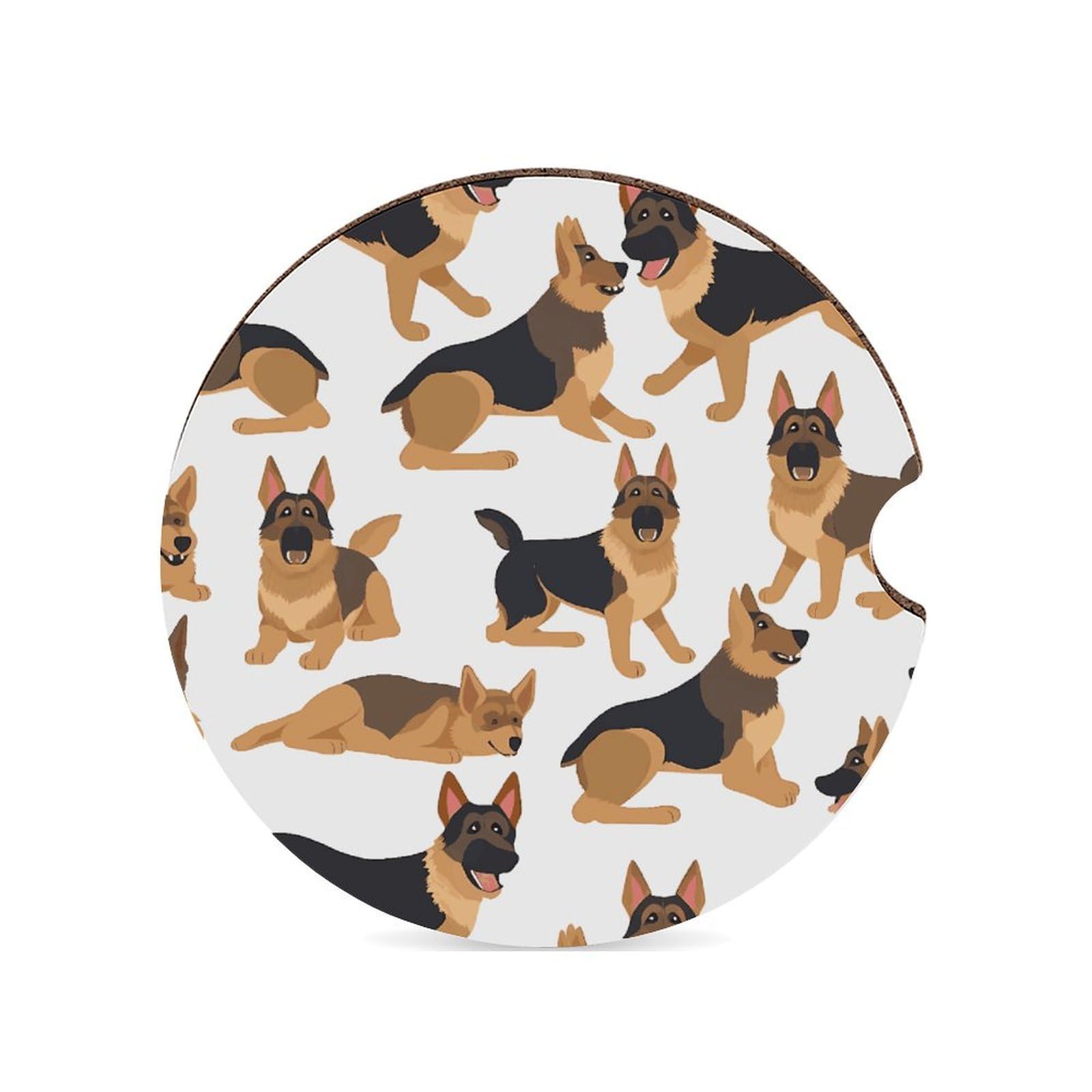 Auto-Untersetzer, Motiv: Deutscher Schäferhund, 6,6 cm, rutschfest, universal, Getränkehalter, Auto-Innenzubehör, Set, Unisex Auto-Untersetzer, Motiv: Deutscher Schäferhund, 6,6 cm, rutschfest, universal, Getränkehalter, Auto-Innenzubehör, Set, Unisex von DWTJKMS