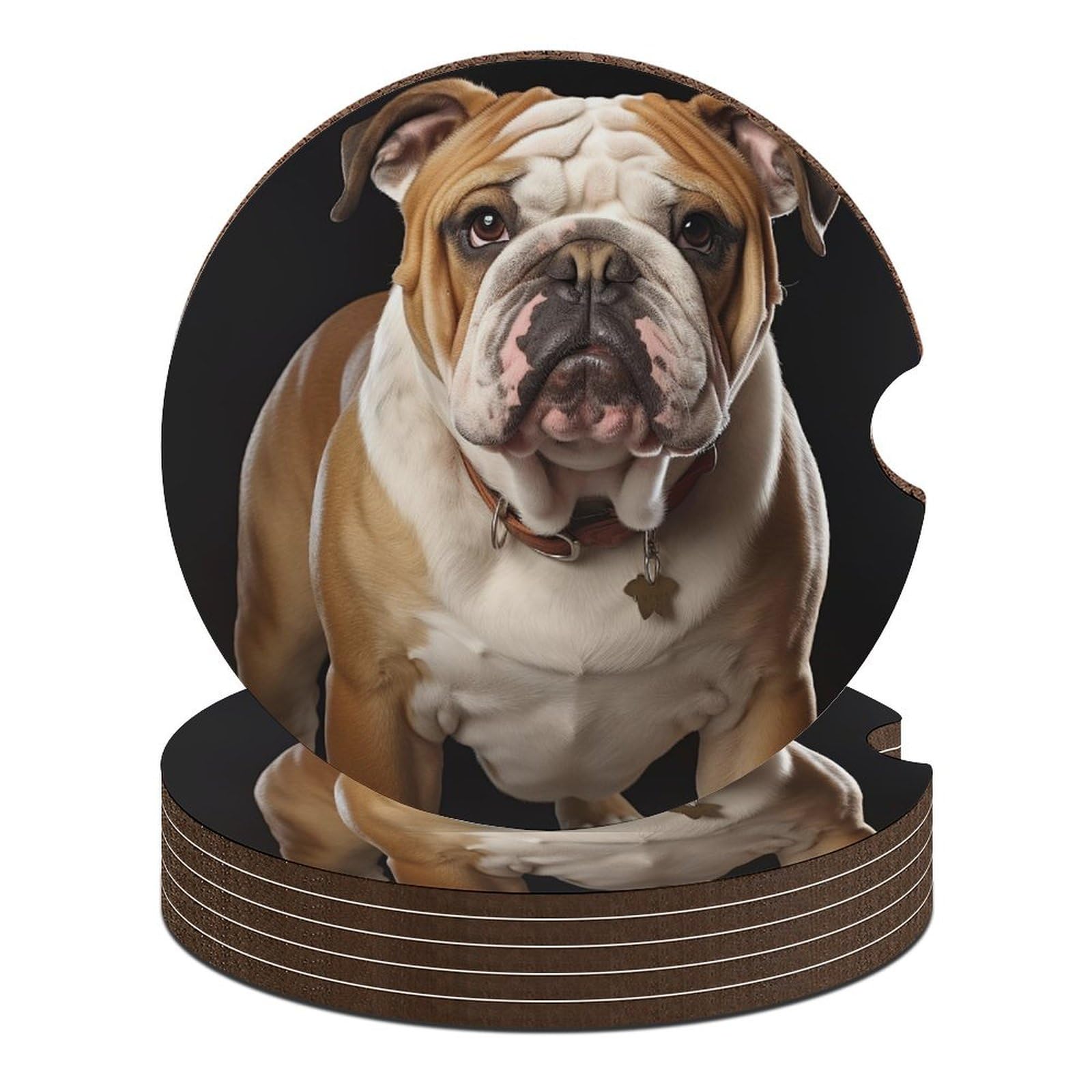 Auto-Untersetzer, Motiv: Englische Bulldogge, 6,6 cm, 6 Stück, rutschfest, universal, Getränkehalter, Untersetzer, Auto-Innenzubehör, Set, Unisex Auto-Untersetzer, Motiv: Englische Bulldogge, 6,6 cm, 6 Stück, rutschfest, universal, Getränkehalter, Untersetzer, Auto-Innenzubehör, Set, Unisex von DWTJKMS