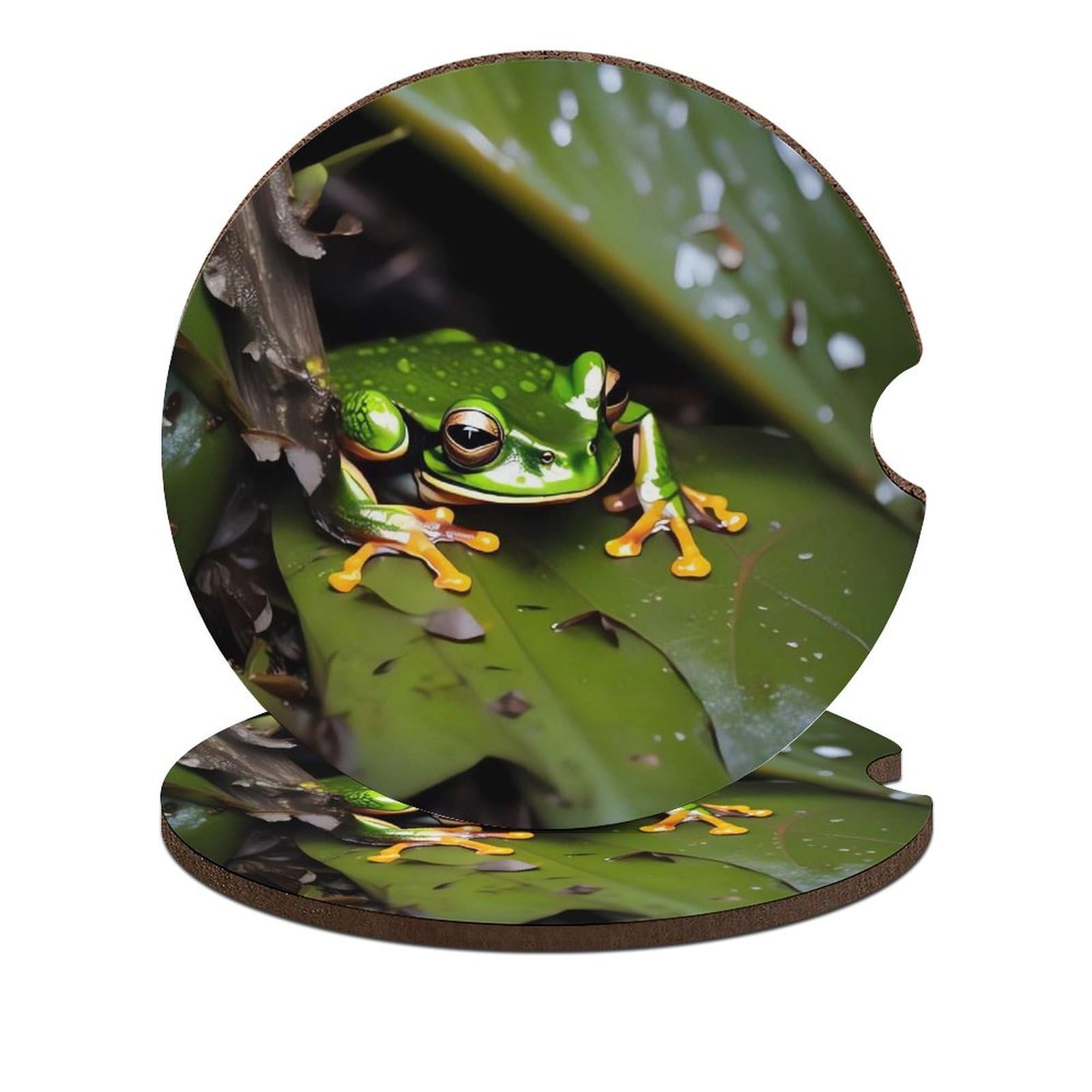 Auto-Untersetzer, Motiv: Friedensbaum, Frosch, 6,6 cm, 2 Stück, rutschfest, universal, Getränkehalter, Untersetzer, Auto-Innenzubehör, Set, Unisex Auto-Untersetzer, Motiv: Friedensbaum, Frosch, 6,6 cm, 2 Stück, rutschfest, universal, Getränkehalter, Untersetzer, Auto-Innenzubehör, Set, Unisex von DWTJKMS