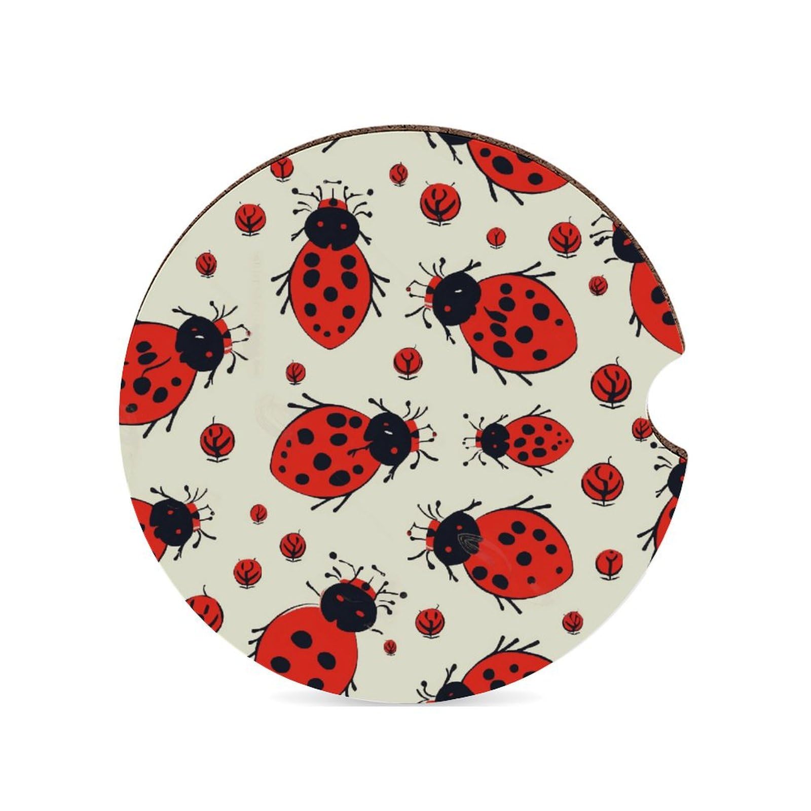 Auto-Untersetzer, Rot, Marienkäfer, 6,6 cm, 1 Stück, rutschfest, universal, Getränkehalter, Untersetzer, Auto-Innenzubehör-Set, Unisex Auto-Untersetzer, Rot, Marienkäfer, 6,6 cm, 1 Stück, rutschfest, universal, Getränkehalter, Untersetzer, Auto-Innenzubehör-Set, Unisex von DWTJKMS