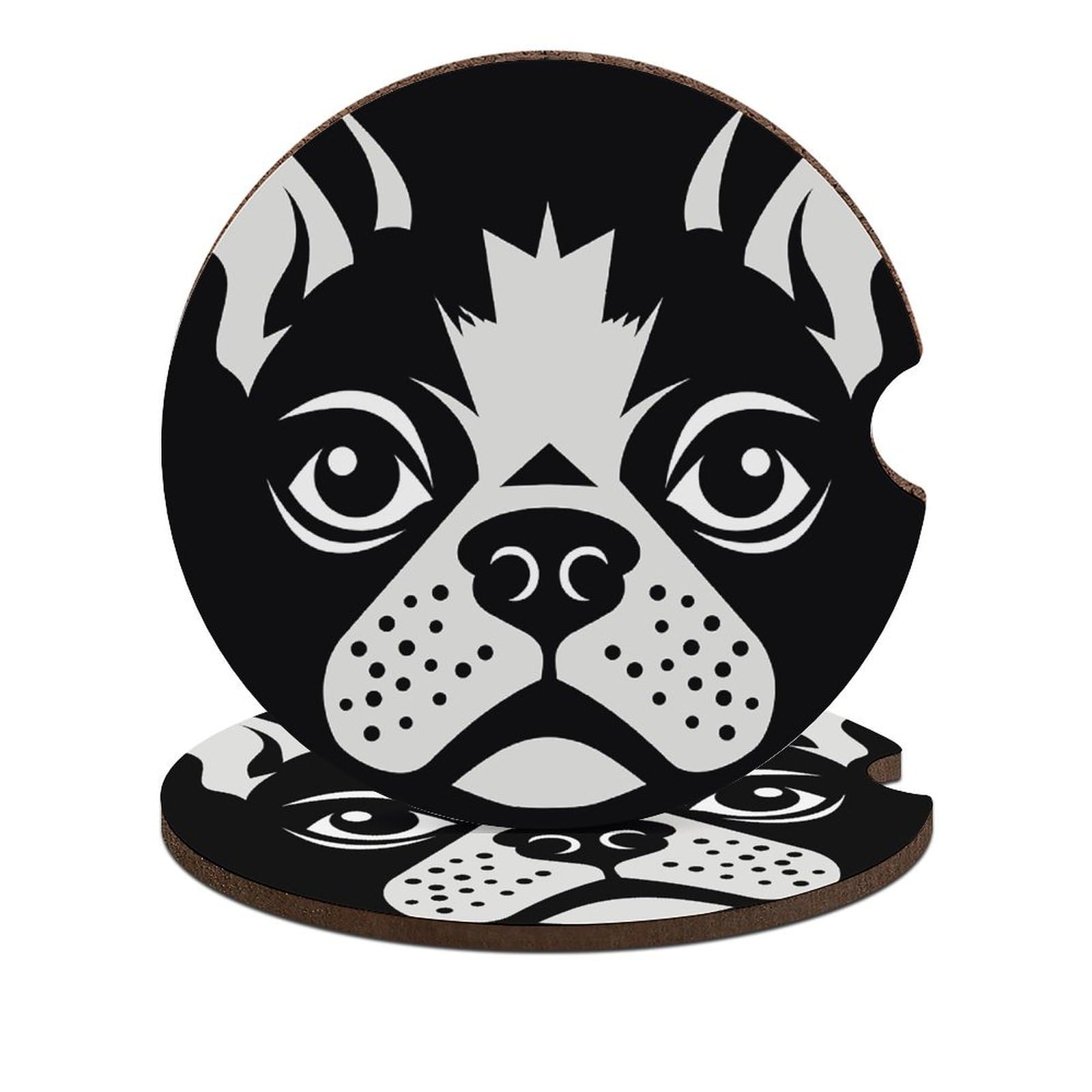 Auto-Untersetzer, französische Bulldogge, 6,6 cm, rutschfest, universal, Getränkehalter, Untersetzer, Auto-Innenzubehör, Set, Unisex, 2 Stück Auto-Untersetzer, französische Bulldogge, 6,6 cm, rutschfest, universal, Getränkehalter, Untersetzer, Auto-Innenzubehör, Set, Unisex, 2 Stück von DWTJKMS