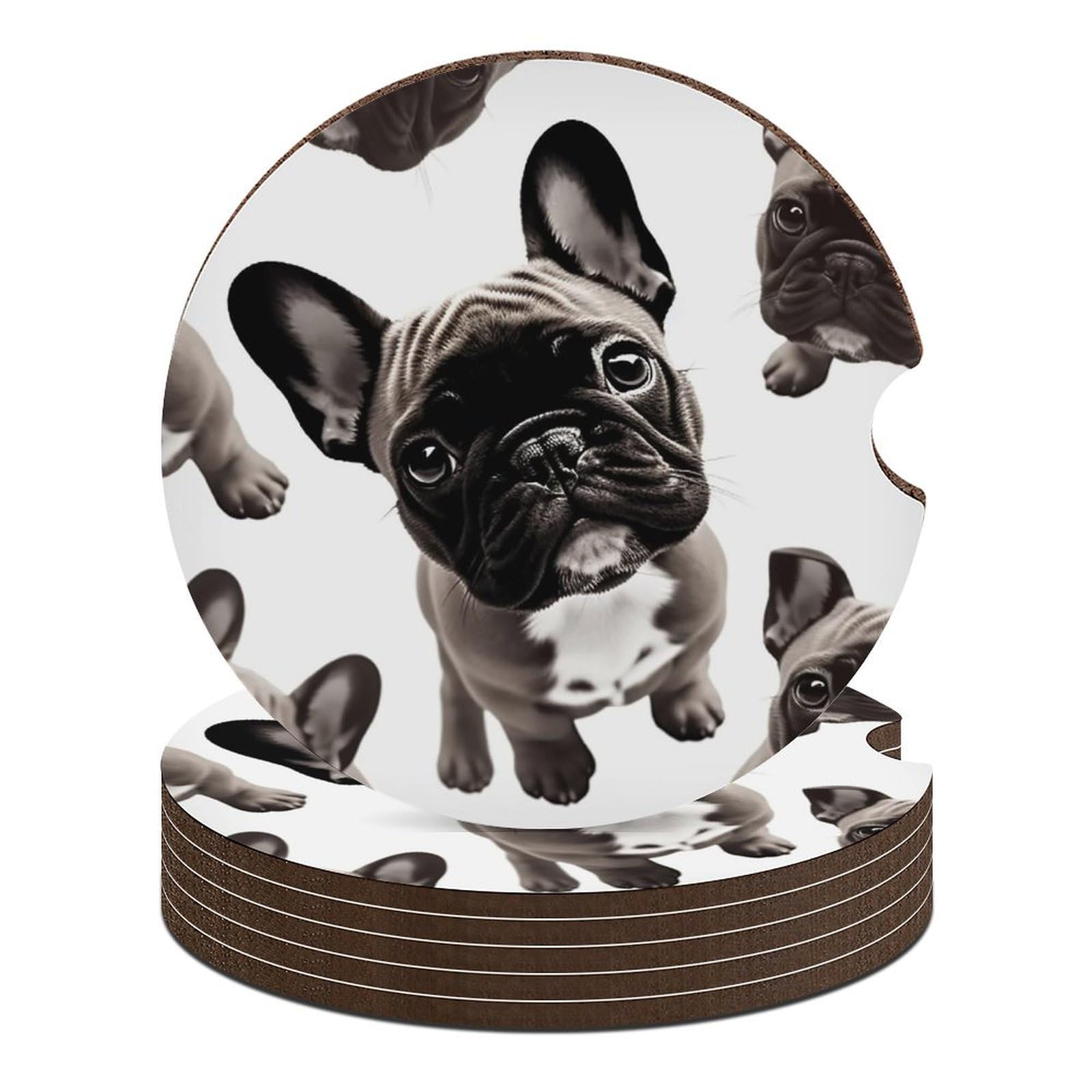 Auto-Untersetzer, französische Bulldogge, 6,6 cm, rutschfest, universal, Getränkehalter, Untersetzer, Auto-Innenzubehör, Set, Unisex, 6 Stück Auto-Untersetzer, französische Bulldogge, 6,6 cm, rutschfest, universal, Getränkehalter, Untersetzer, Auto-Innenzubehör, Set, Unisex, 6 Stück von DWTJKMS