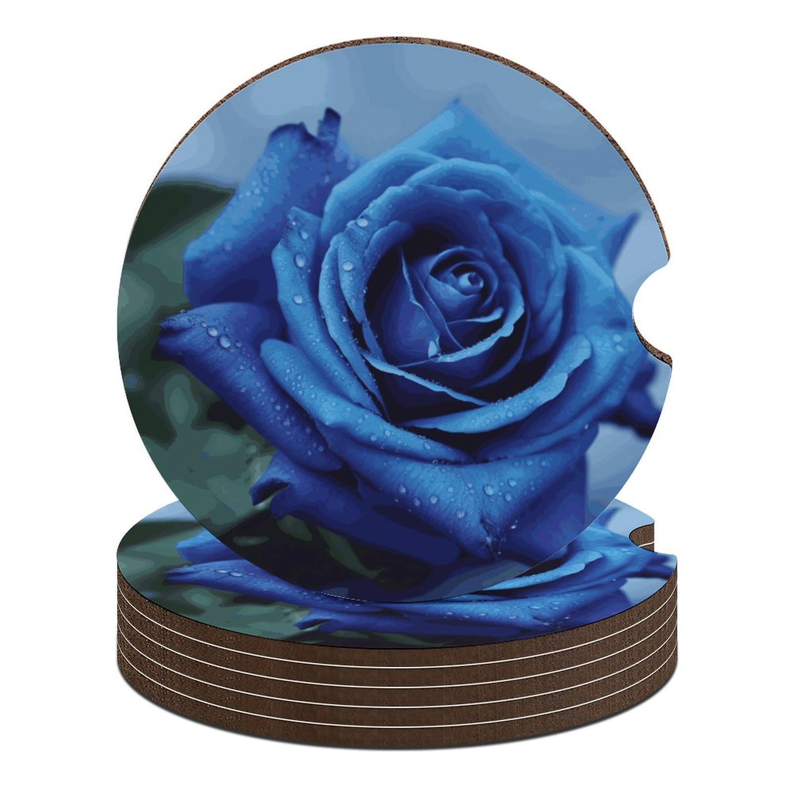 Auto-Untersetzer, romantische blaue Rose, 6,6 cm, 6 Stück, rutschfest, universal, Getränkehalter, Untersetzer, Auto-Innenzubehör, Set, Unisex Auto-Untersetzer, romantische blaue Rose, 6,6 cm, 6 Stück, rutschfest, universal, Getränkehalter, Untersetzer, Auto-Innenzubehör, Set, Unisex von DWTJKMS