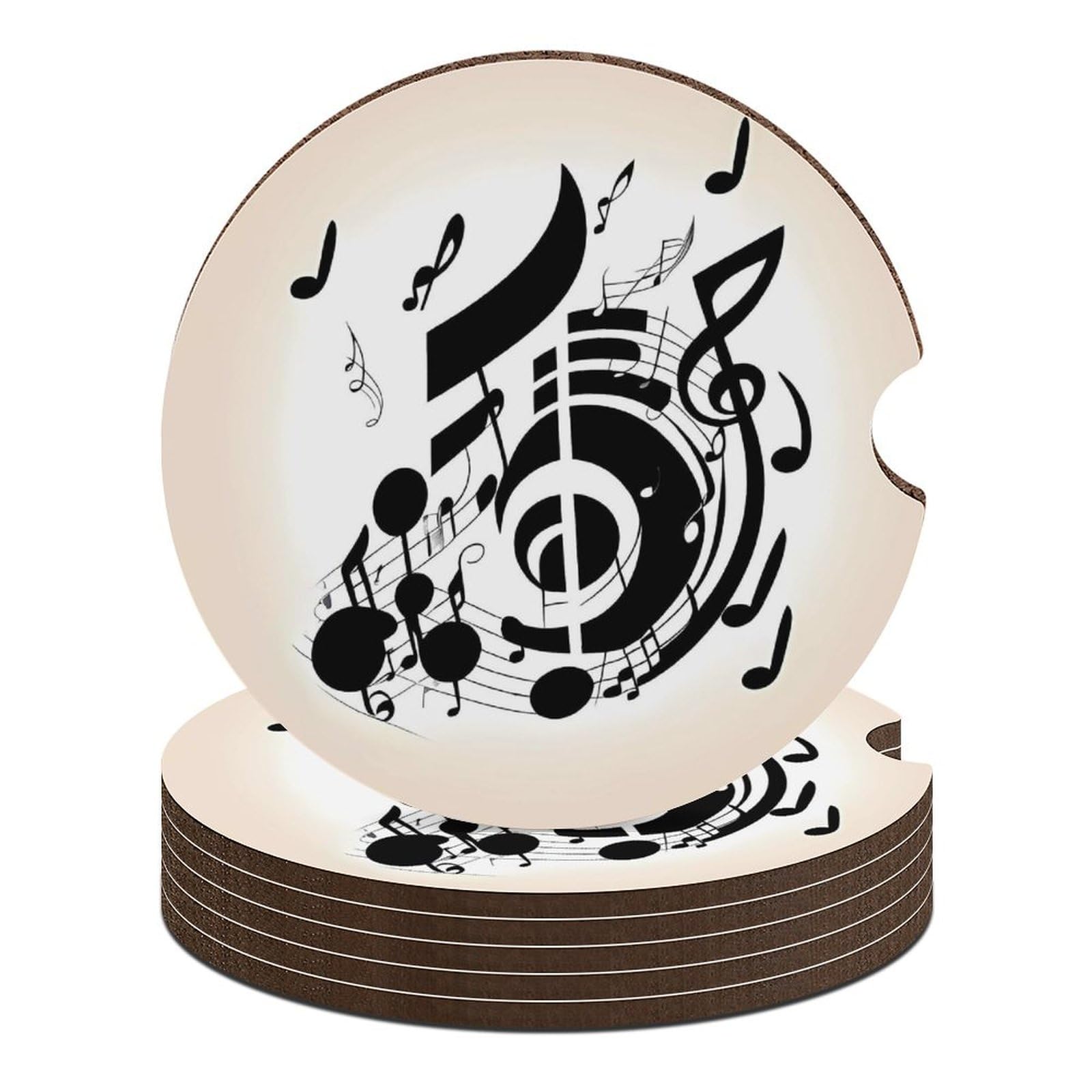 Auto-Untersetzer mit Musiknoten, 6,6 cm, rutschfest, universal, Getränkehalter, Untersetzer, Auto-Innenzubehör, Set, Unisex, 6 Stück Auto-Untersetzer mit Musiknoten, 6,6 cm, rutschfest, universal, Getränkehalter, Untersetzer, Auto-Innenzubehör, Set, Unisex, 6 Stück von DWTJKMS