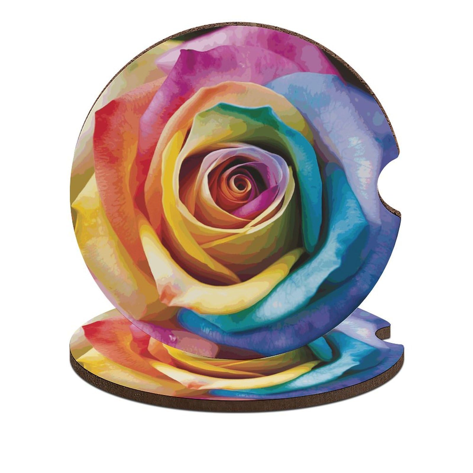 Auto-Untersetzer mit Regenbogen-Rose, 6,6 cm, 2 Stück, rutschfest, universal, Getränkehalter, Auto-Innenzubehör, Set, Unisex Auto-Untersetzer mit Regenbogen-Rose, 6,6 cm, 2 Stück, rutschfest, universal, Getränkehalter, Auto-Innenzubehör, Set, Unisex von DWTJKMS