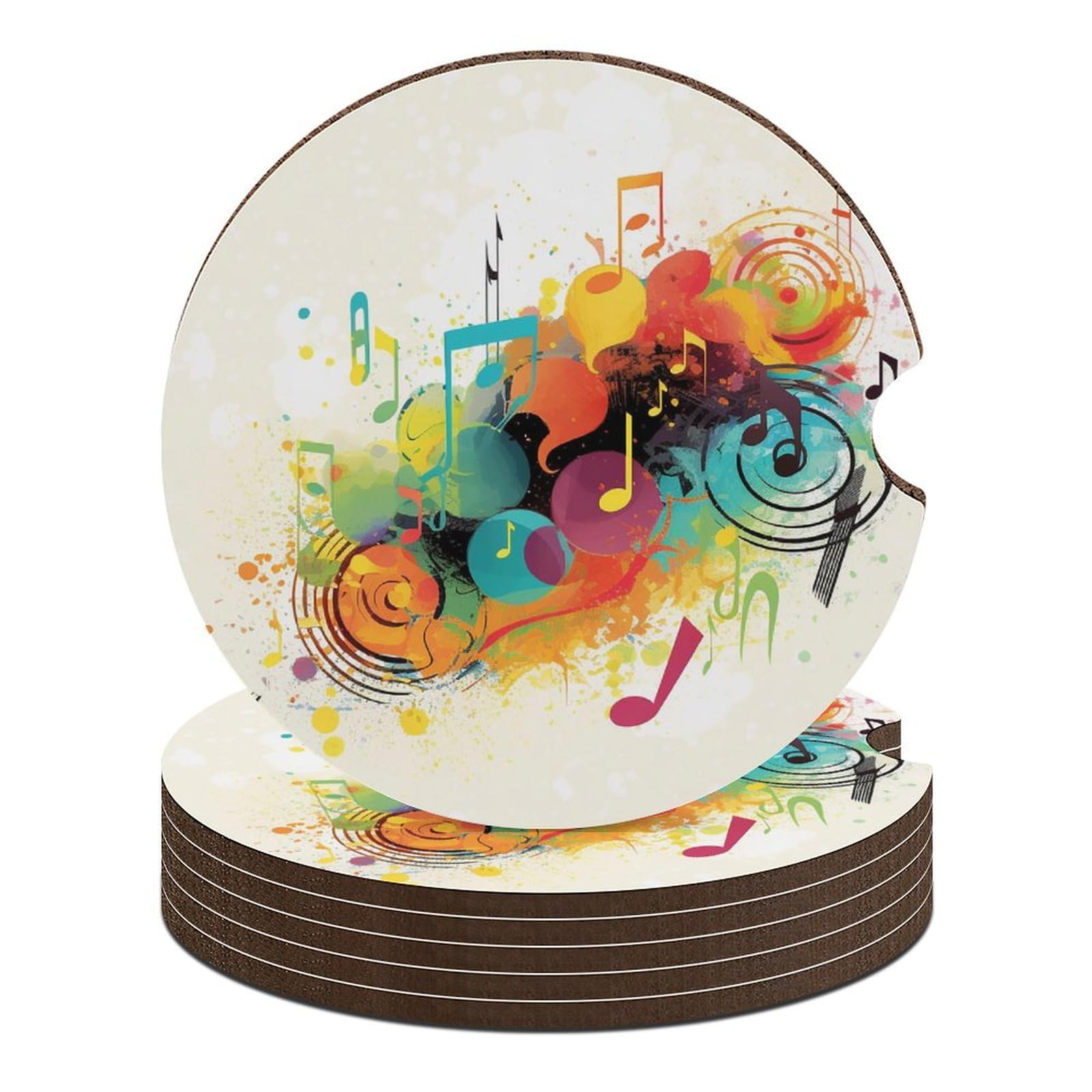 Auto-Untersetzer mit abstraktem Musik-Motiv, 6,6 cm, 6 Stück, rutschfest, universal, Getränkehalter, Untersetzer, Auto-Innenzubehör-Set, Unisex Auto-Untersetzer mit abstraktem Musik-Motiv, 6,6 cm, 6 Stück, rutschfest, universal, Getränkehalter, Untersetzer, Auto-Innenzubehör-Set, Unisex von DWTJKMS