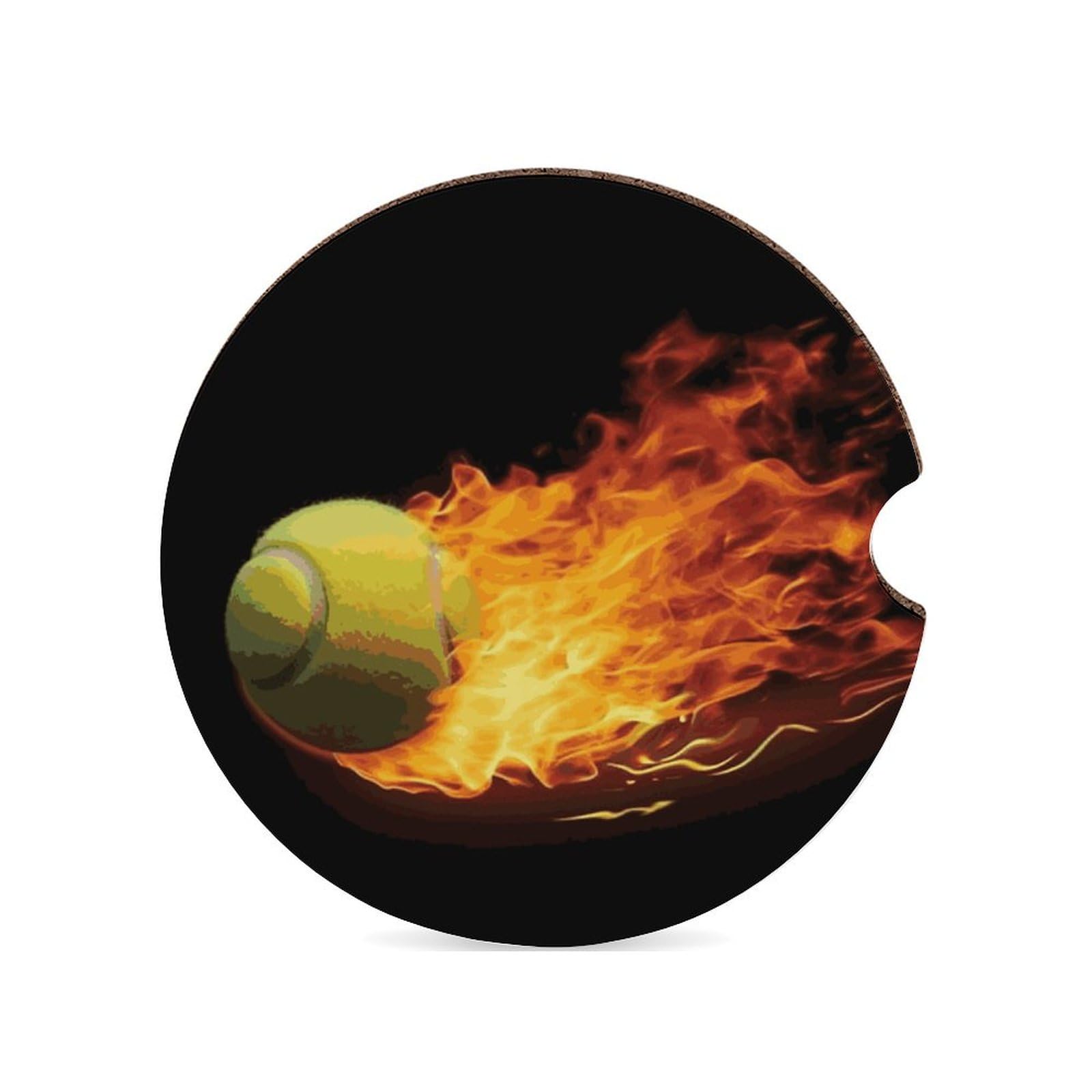 Auto-Untersetzer mit brennendem Tennisbild, 6,6 cm, rutschfest, universal, Getränkehalter, Auto-Innenzubehör, Set, Unisex Auto-Untersetzer mit brennendem Tennisbild, 6,6 cm, rutschfest, universal, Getränkehalter, Auto-Innenzubehör, Set, Unisex von DWTJKMS