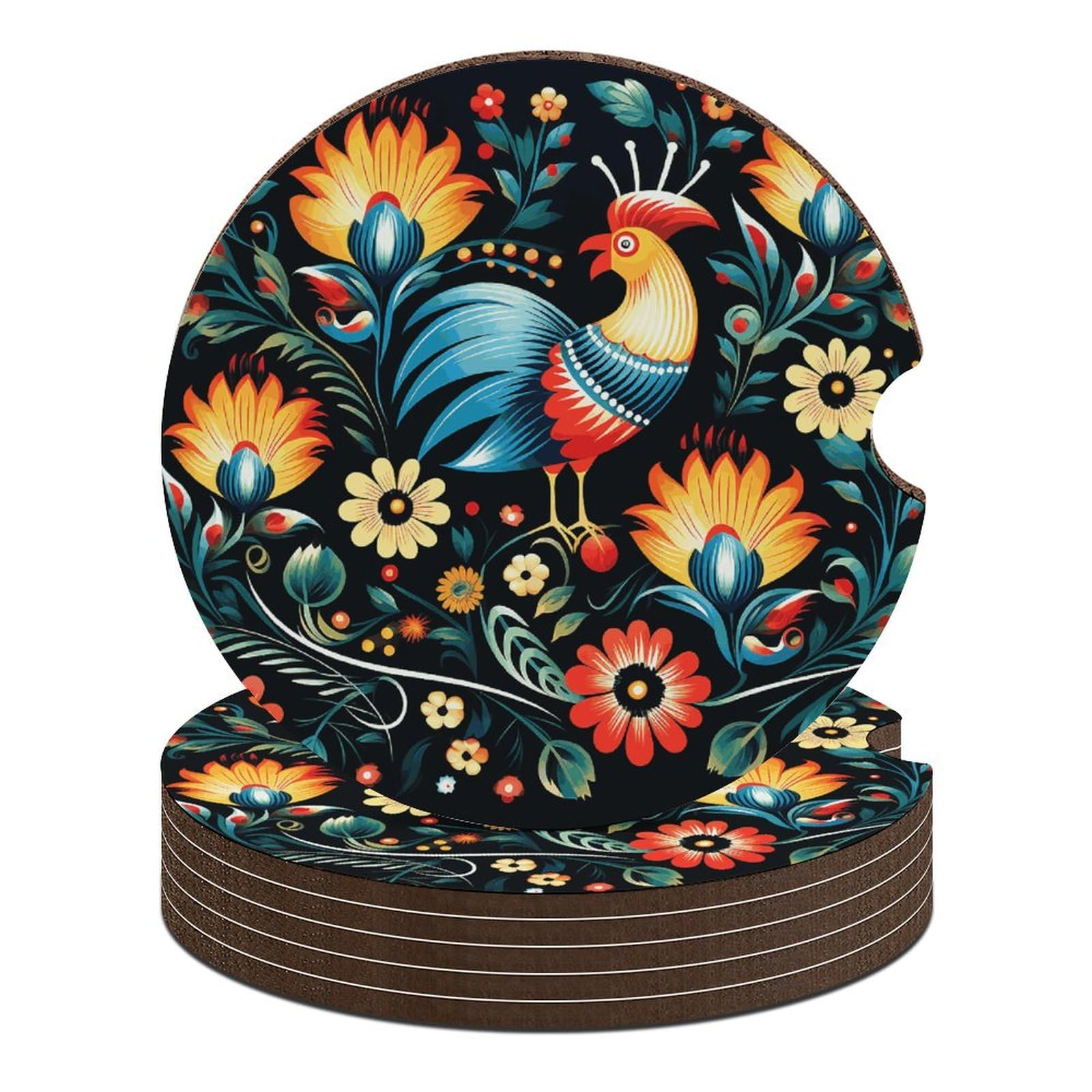Auto-Untersetzer mit polnischem Volkskunst-Muster, 6,6 cm, 6 Stück, rutschfest, universal, Getränkehalter, Auto-Innenzubehör, Set, Unisex Auto-Untersetzer mit polnischem Volkskunst-Muster, 6,6 cm, 6 Stück, rutschfest, universal, Getränkehalter, Auto-Innenzubehör, Set, Unisex von DWTJKMS