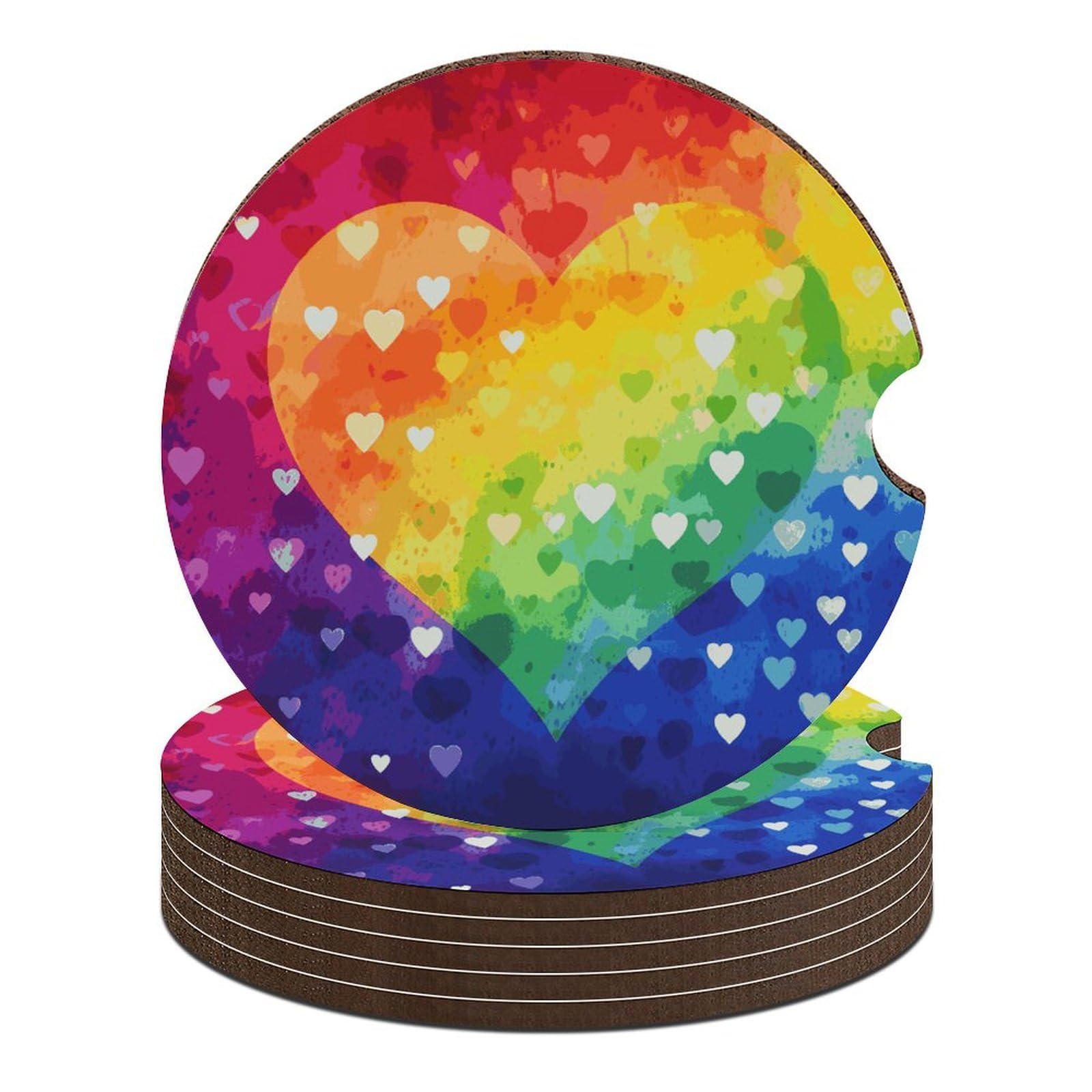 Bunte Regenbogen-Herz-Auto-Untersetzer, 6,6 cm, 6 Stück, rutschfest, Universal-Getränke-Untersetzer, Auto-Getränkehalter, Auto-Innenzubehör-Set, Unisex Bunte Regenbogen-Herz-Auto-Untersetzer, 6,6 cm, 6 Stück, rutschfest, Universal-Getränke-Untersetzer, Auto-Getränkehalter, Auto-Innenzubehör-Set, Unisex von DWTJKMS